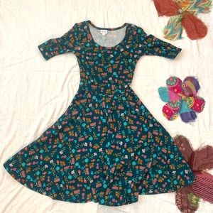 LulaRoe Green Floral Dress